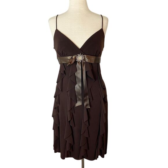 Y2K Betsy & Adam Babydoll Dress Women's Sz 8 Brown Mini Fairy Whimsigoth - Picture 1 of 8